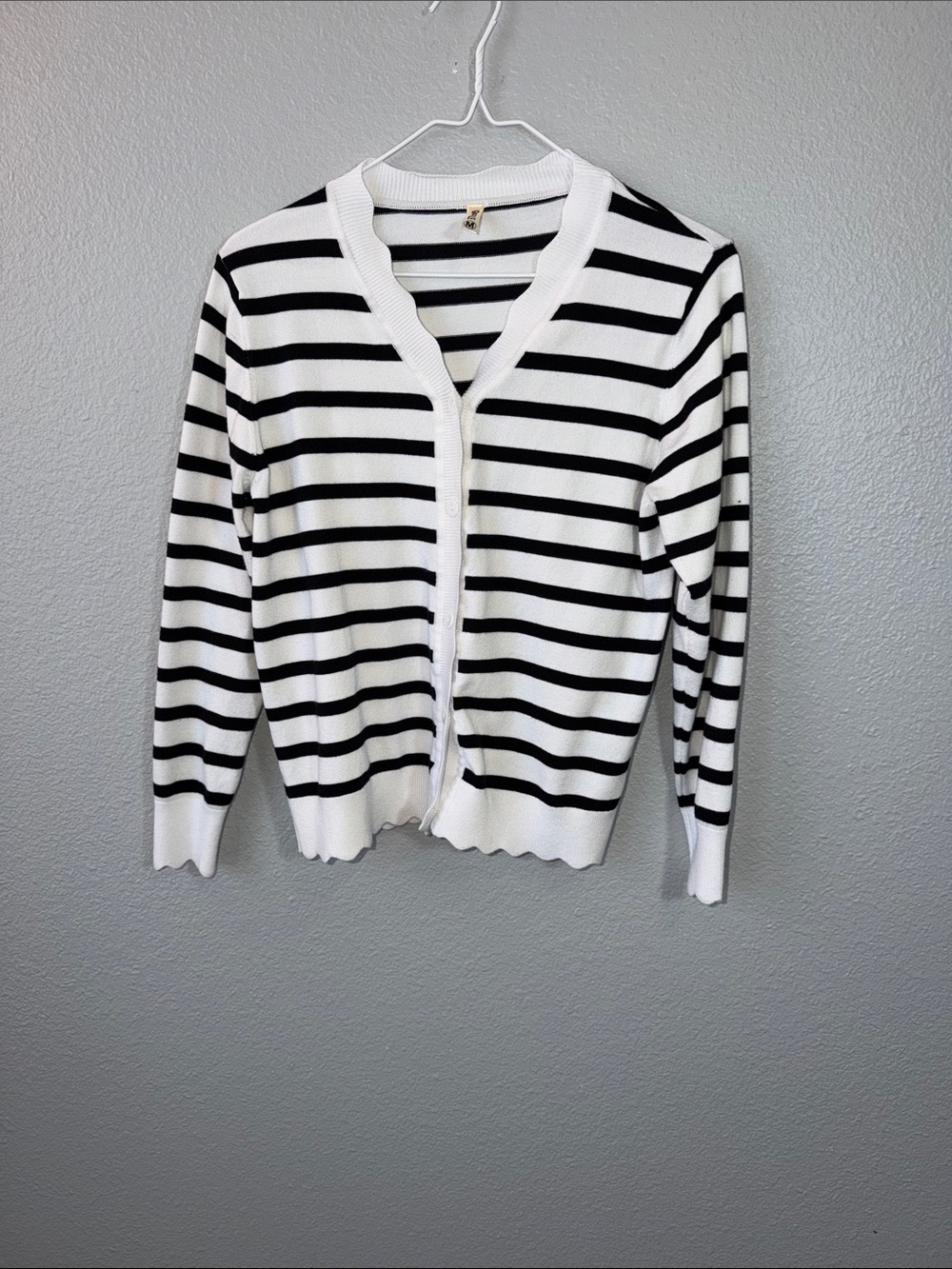 Geneva Black & White Striped Button-Front Cardigan